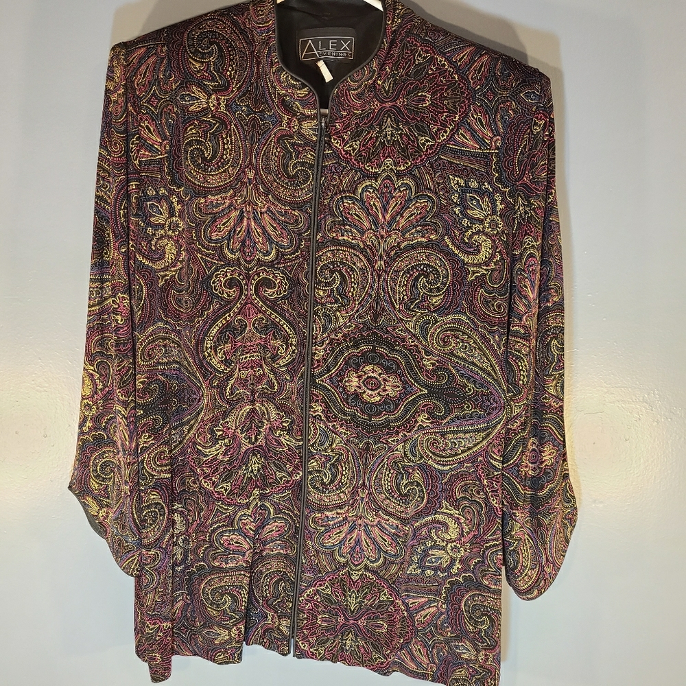 Alex Evening tapestry sweater with shoulder pads
